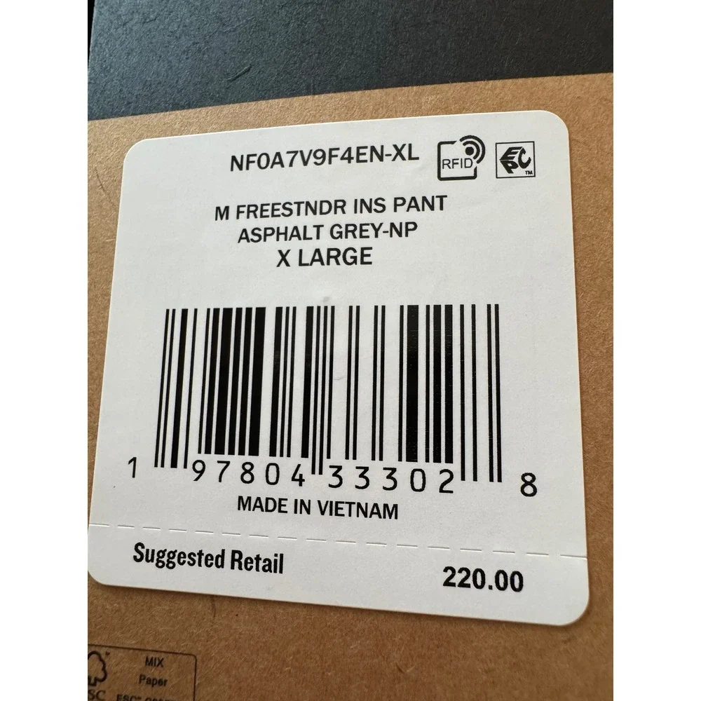 The North Face freedom Freestndr snow winter Insulated Pants Asphalt Grey XL NEW